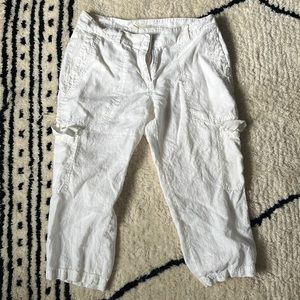White linen cropped cargo pant Eileen Fisher